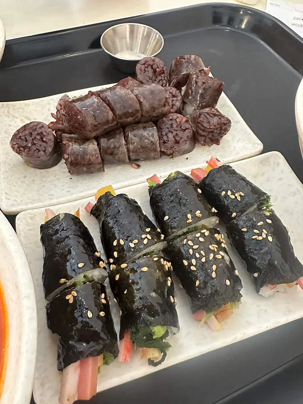 순대와 튀김, 꼬마김밥 상차림