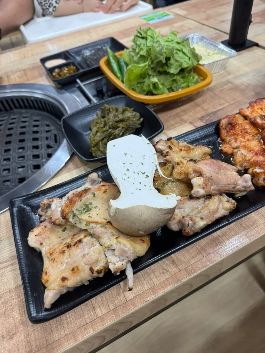 Partially grilled chicken in three flavors