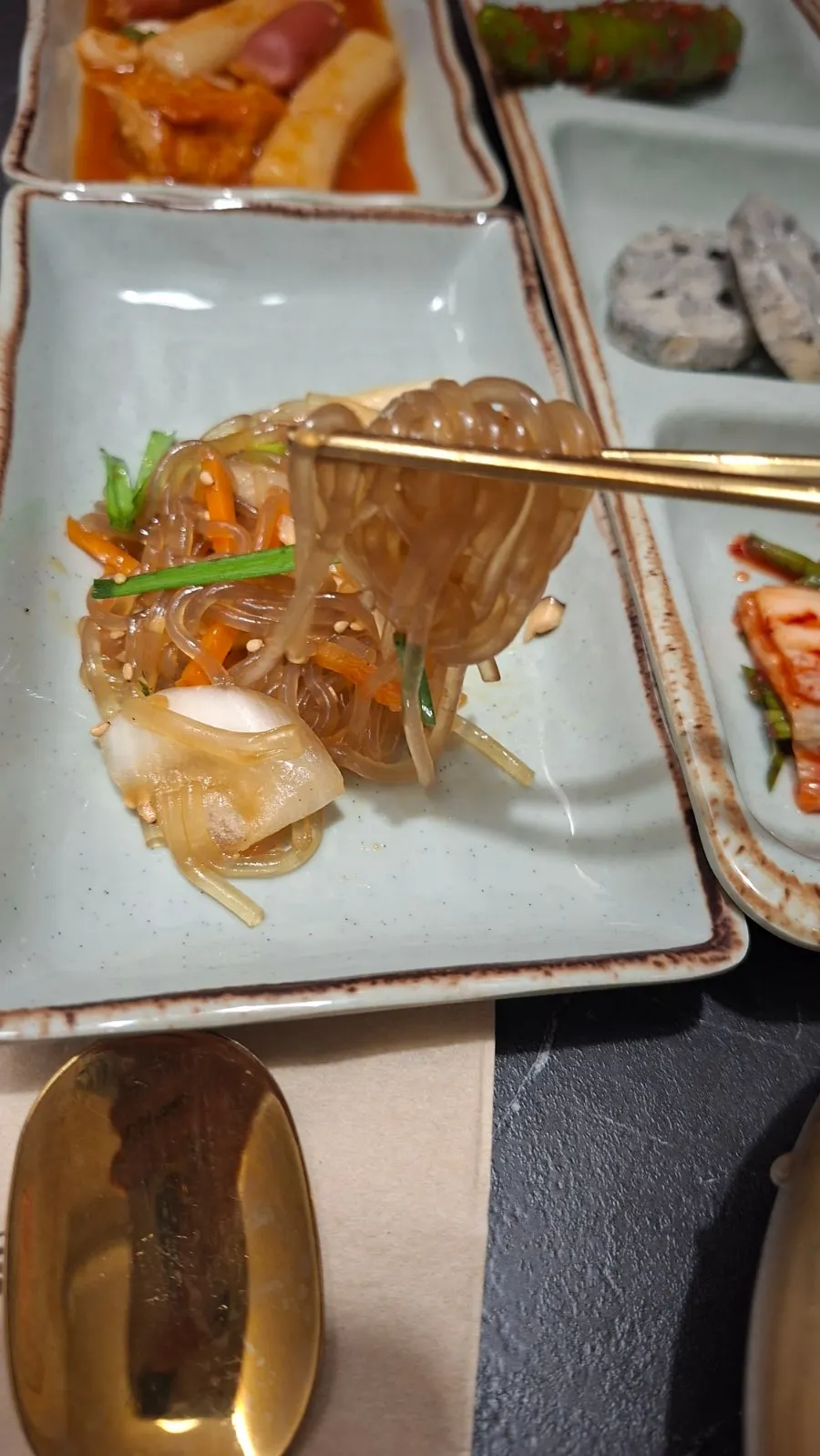 Self-bar with tteokbokki and japchae