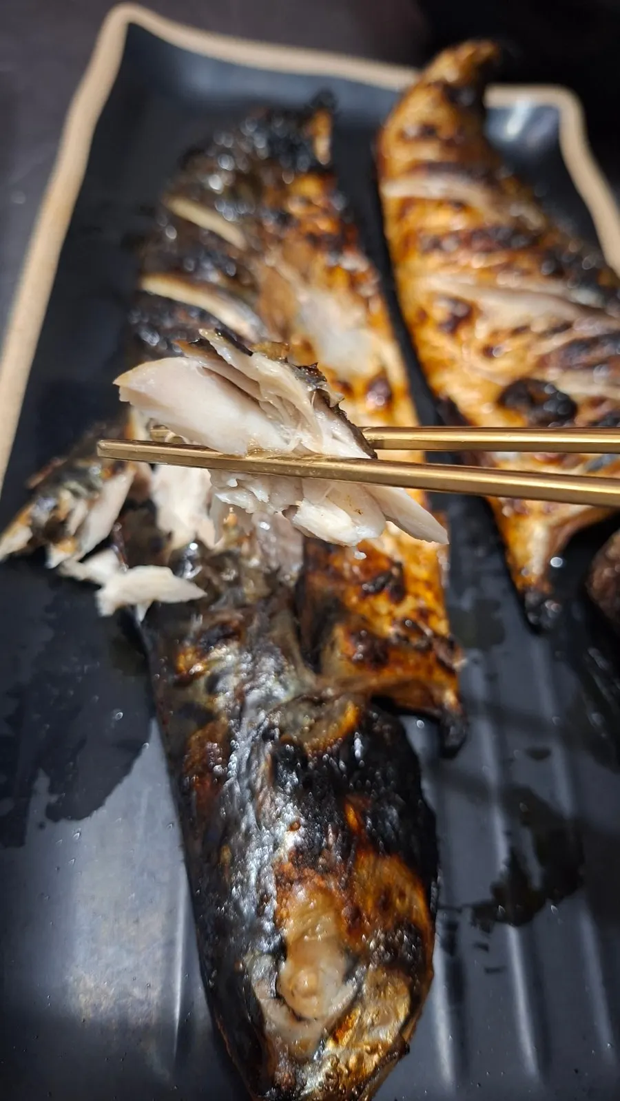Generous portion of fire-oven grilled mackerel