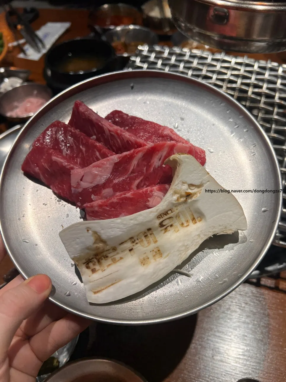 Plate of plain rib finger with visible marbling