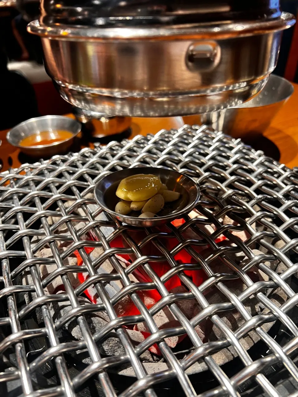 Marinated meat cooking over the charcoal grill