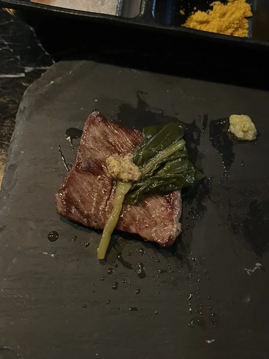 Jingalbisal paired with myeongi namul