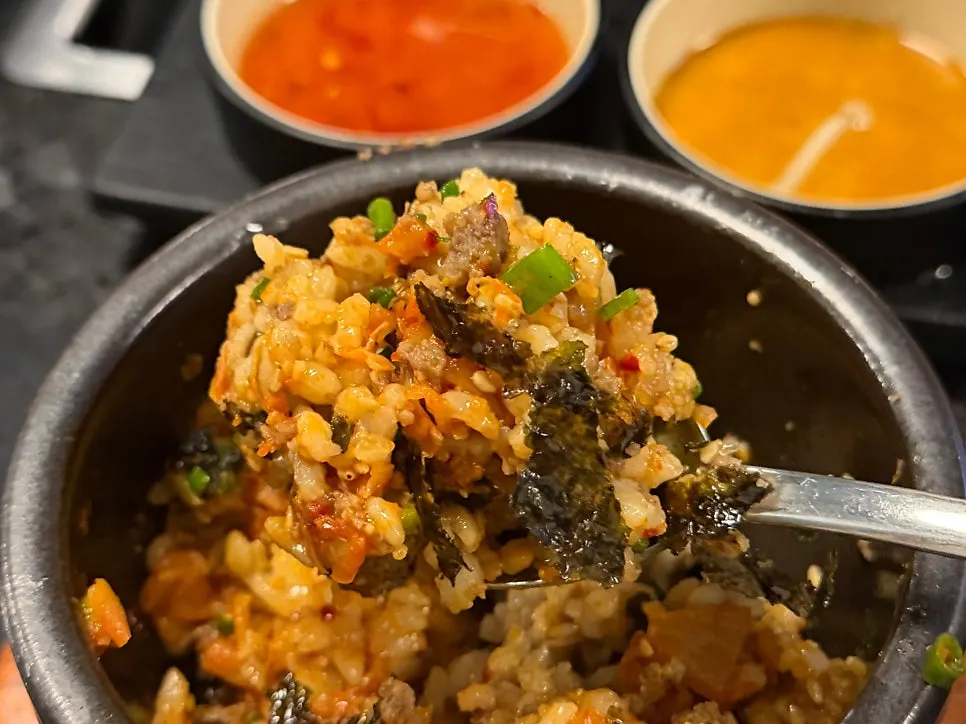 Table after finishing shabu-shabu and fried rice