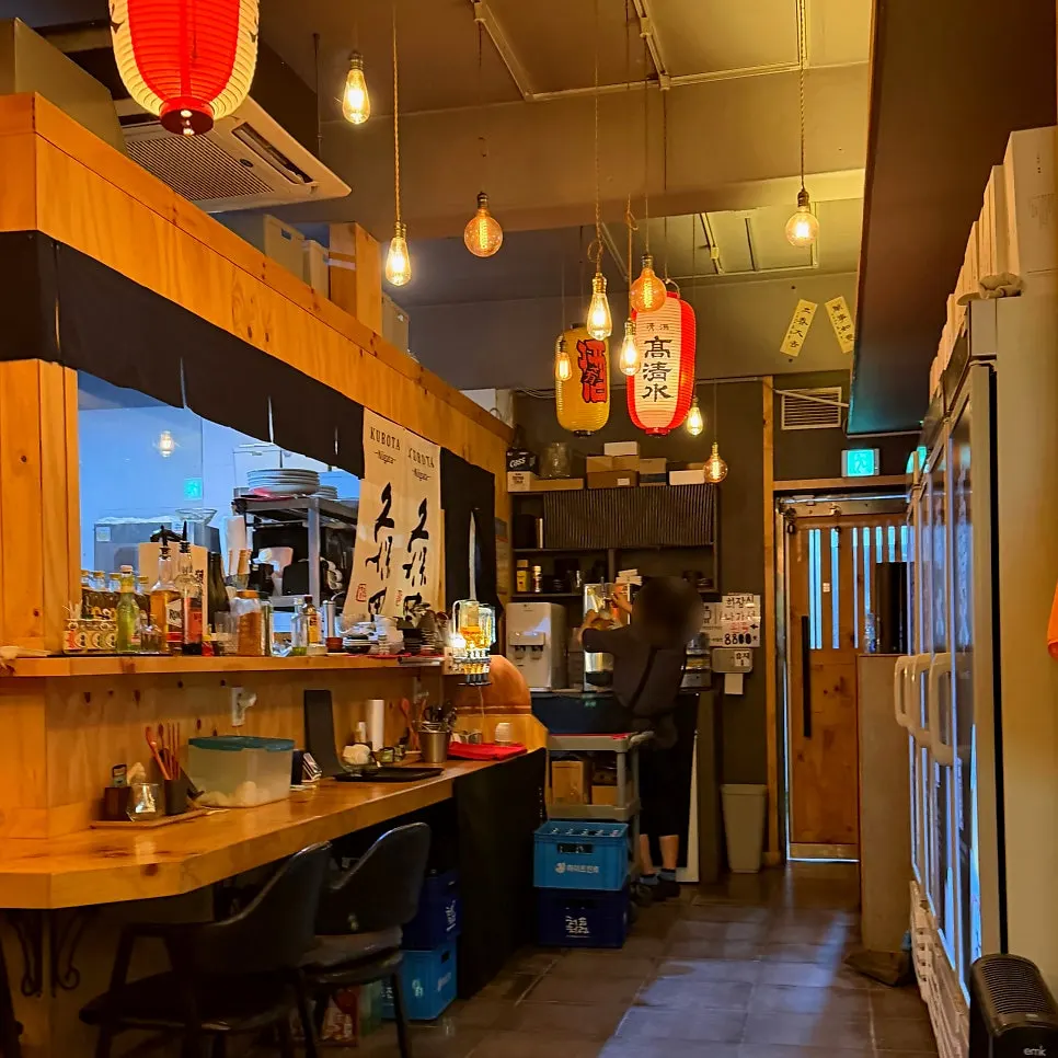 Interior seating and counter seats at Yoran