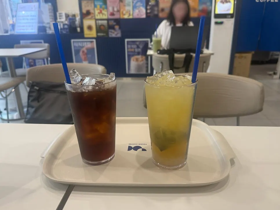 Two cups of a-syat-chu and Cheongsong Apple Milk Tea