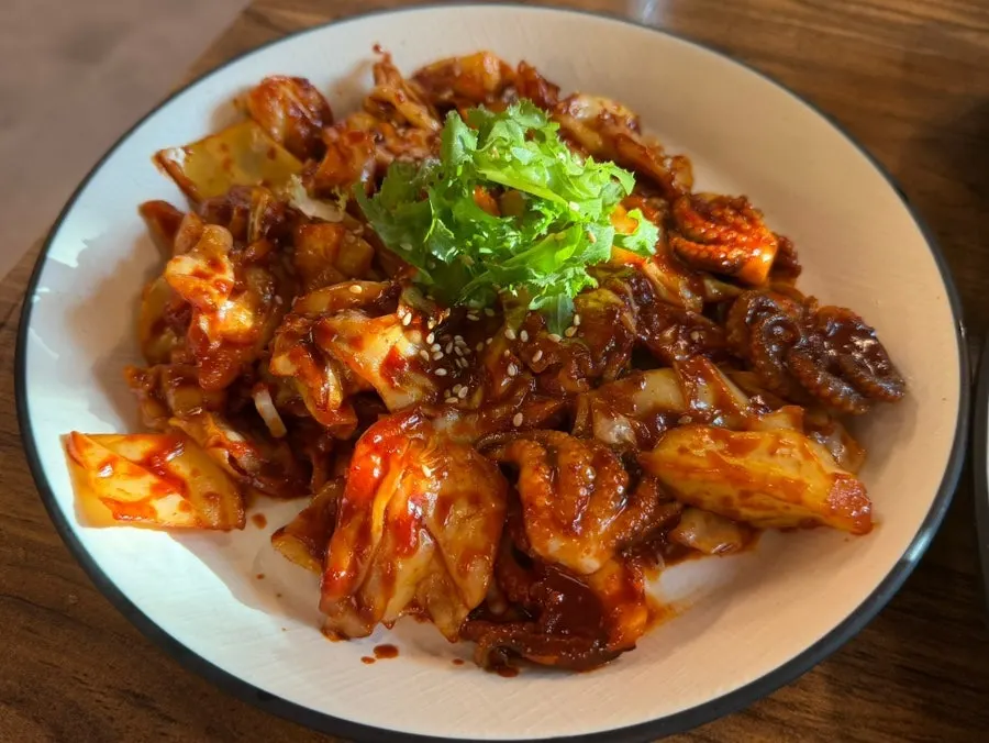 Spicy geotjeori made fresh in-house every day