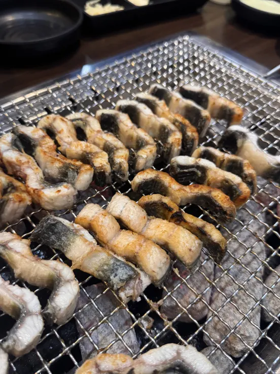 Golden-brown grilled freshwater eel