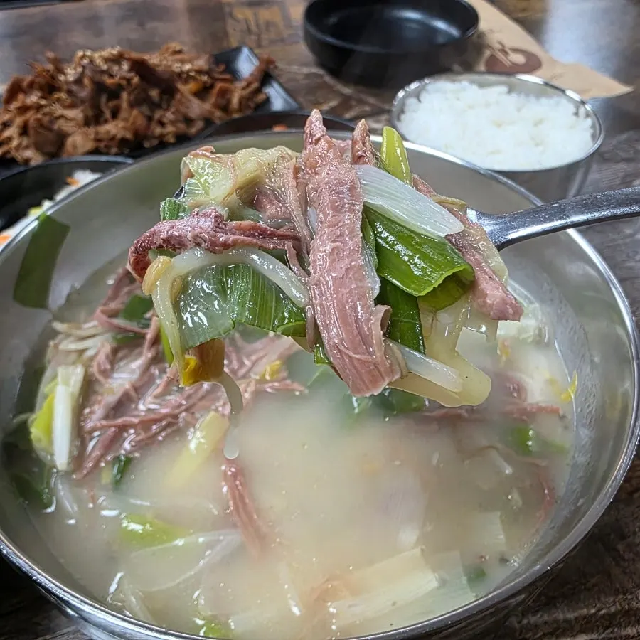 고기와 파가 듬뿍 든 하얀 육개장