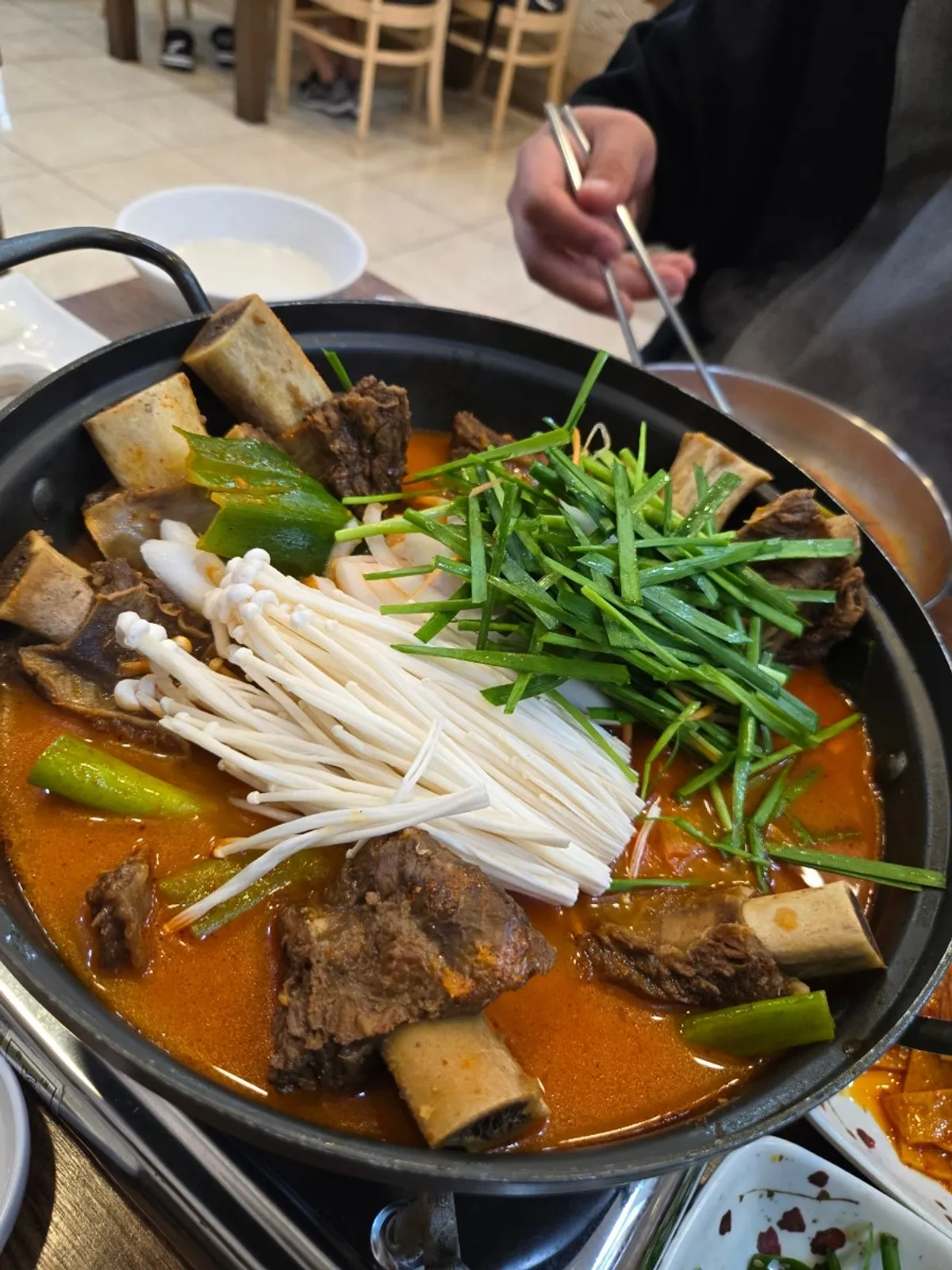 Full spread of the spicy braised short ribs