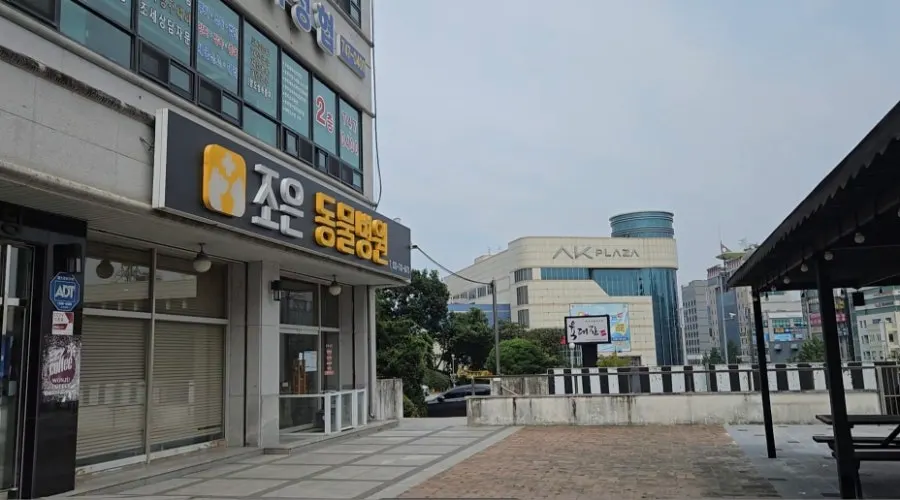 View of the parking lot across from AK Plaza near Yukdaejang