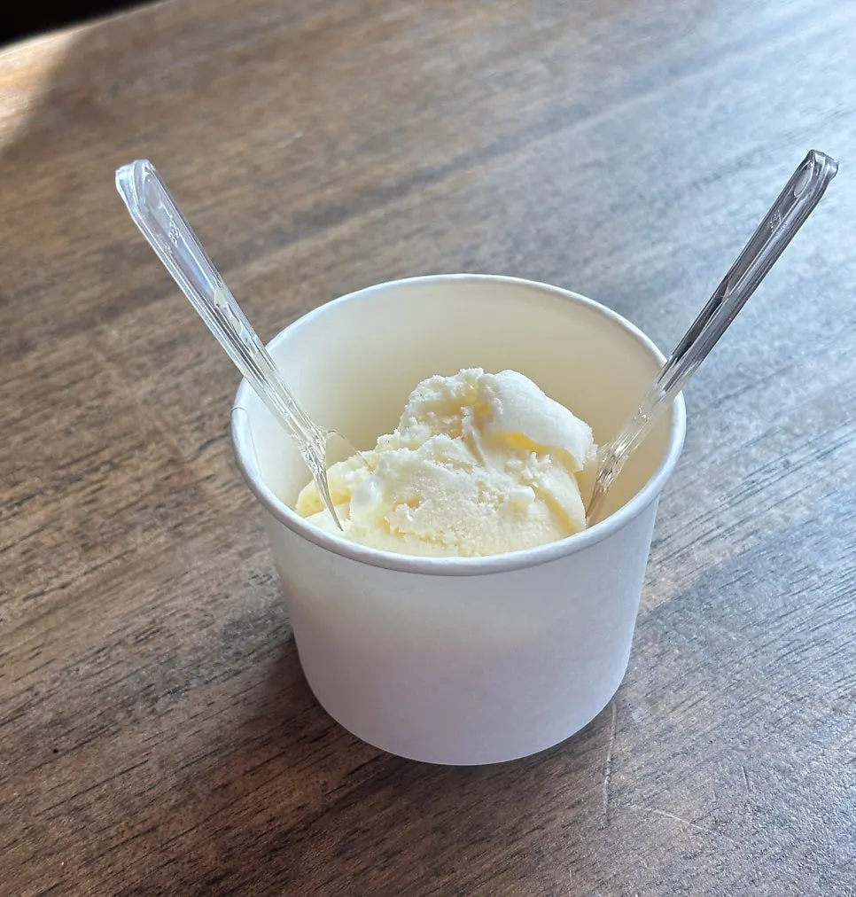 Dessert ice cream enjoyed in a cone