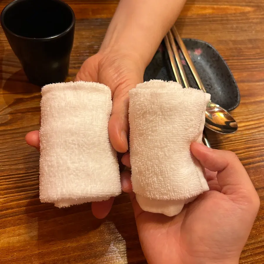 Thick wet towel placed on the table