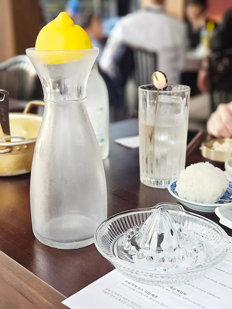 Fresh lemon served with soju
