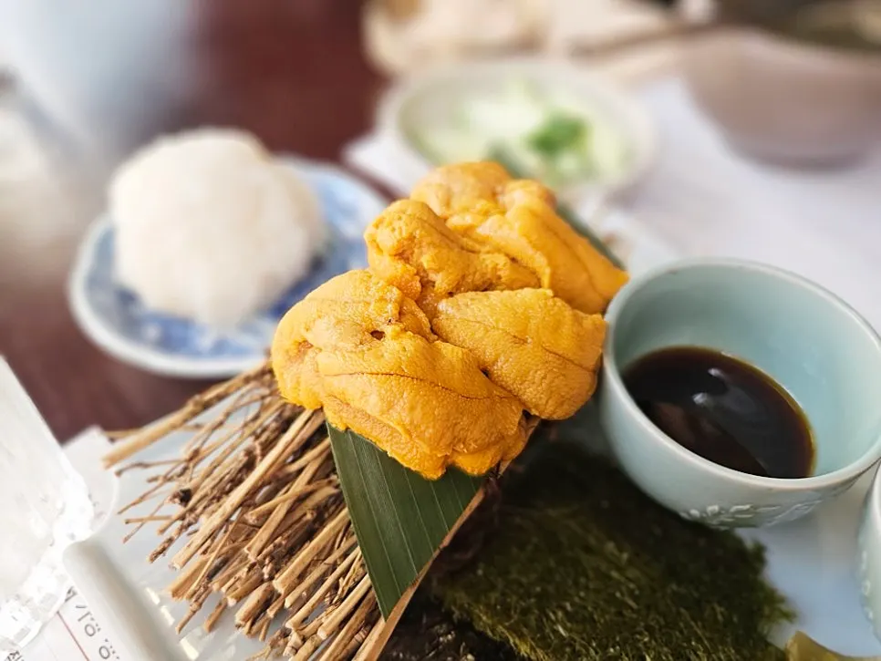 Close-up of fresh sea urchin (uni)