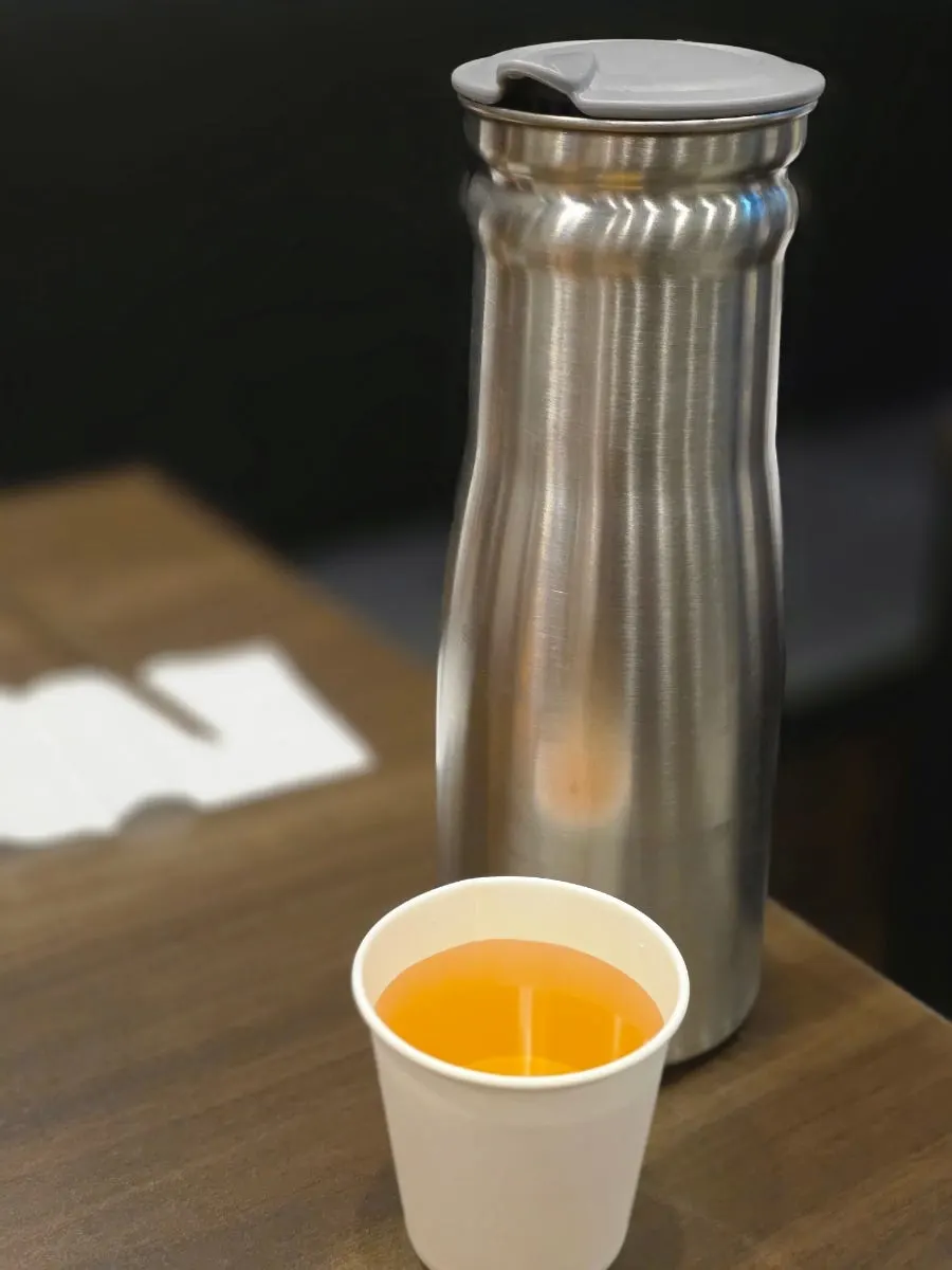 Evening meal with a cup of nutty tea