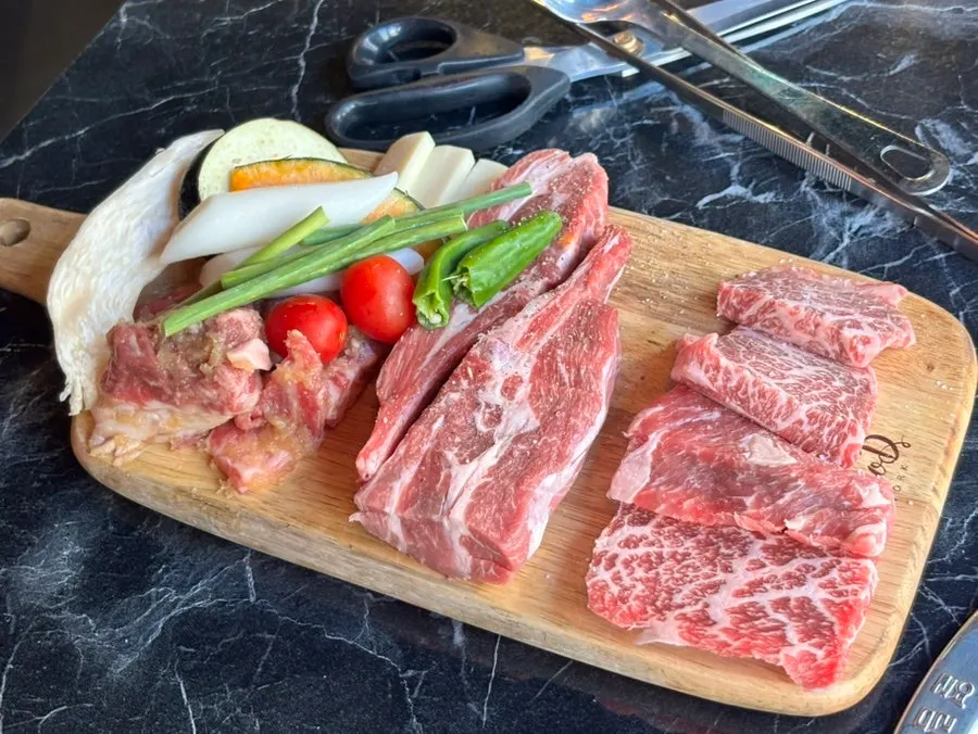 Plate of meat from Yukrab's 2-person galbi set