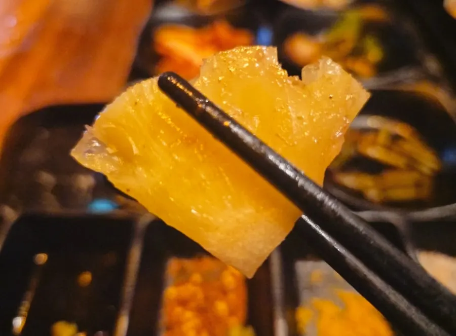 Jingalbisal placed on top of grilled zucchini