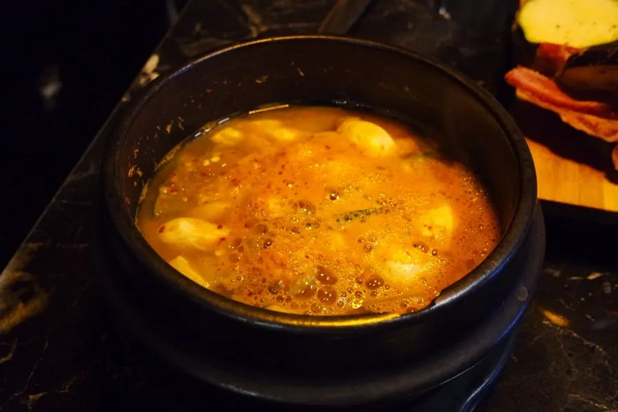 Table with 10-second cheese and doenjang jjigae