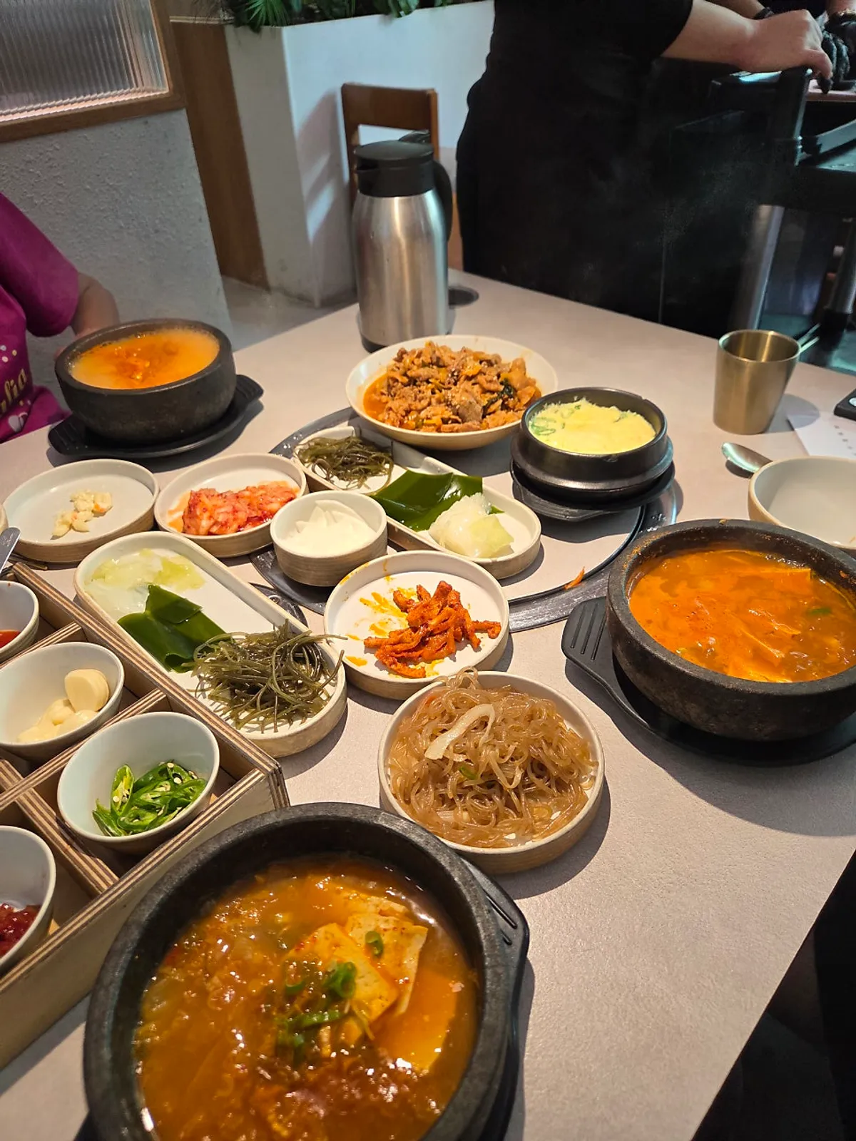Full table spread of the ssambap jeongsik at Yukmildo Dongnae Direct Branch