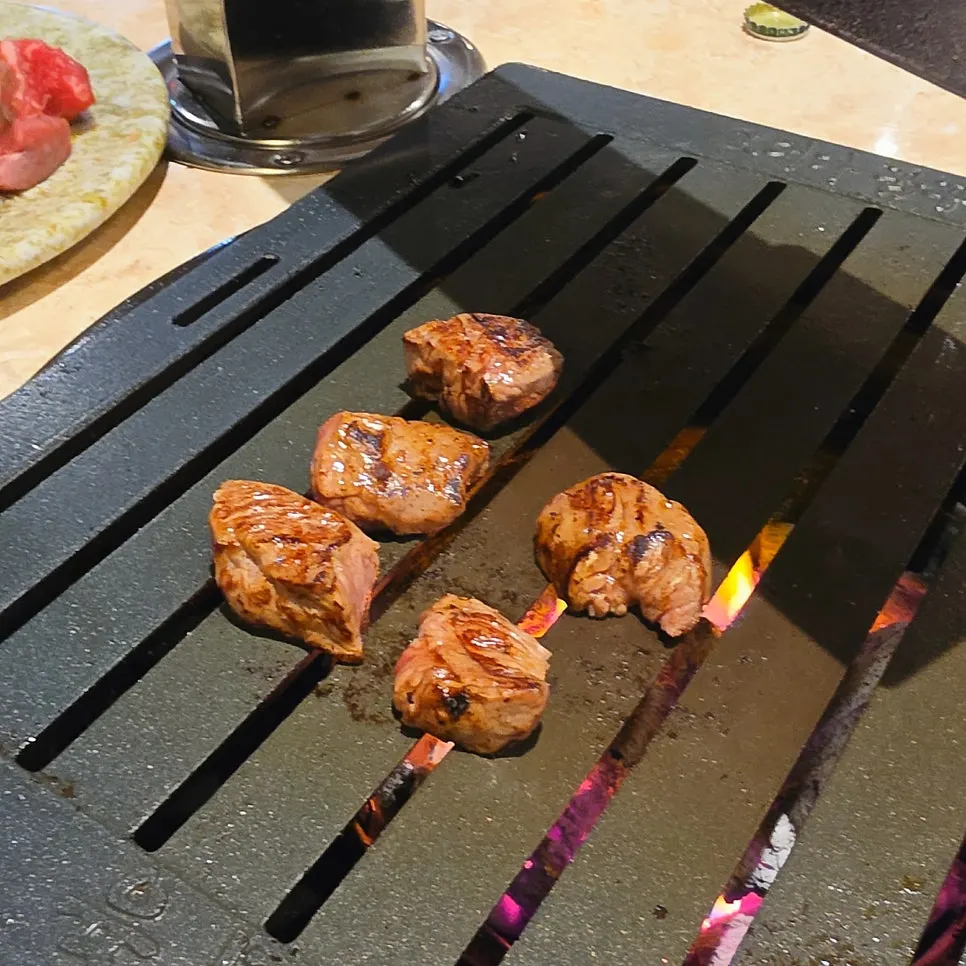 Seolhwa sirloin cooking on the grill