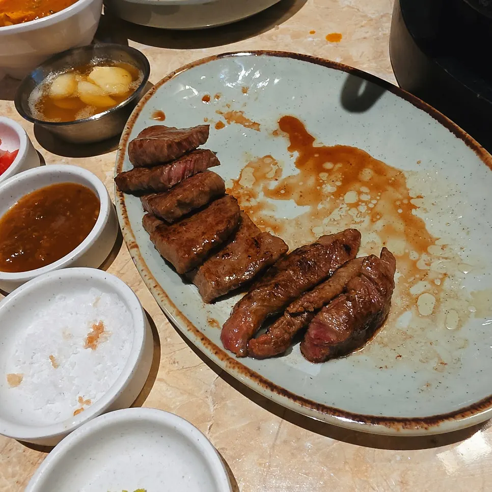 Seolhwa flower galbi cooking on the grill