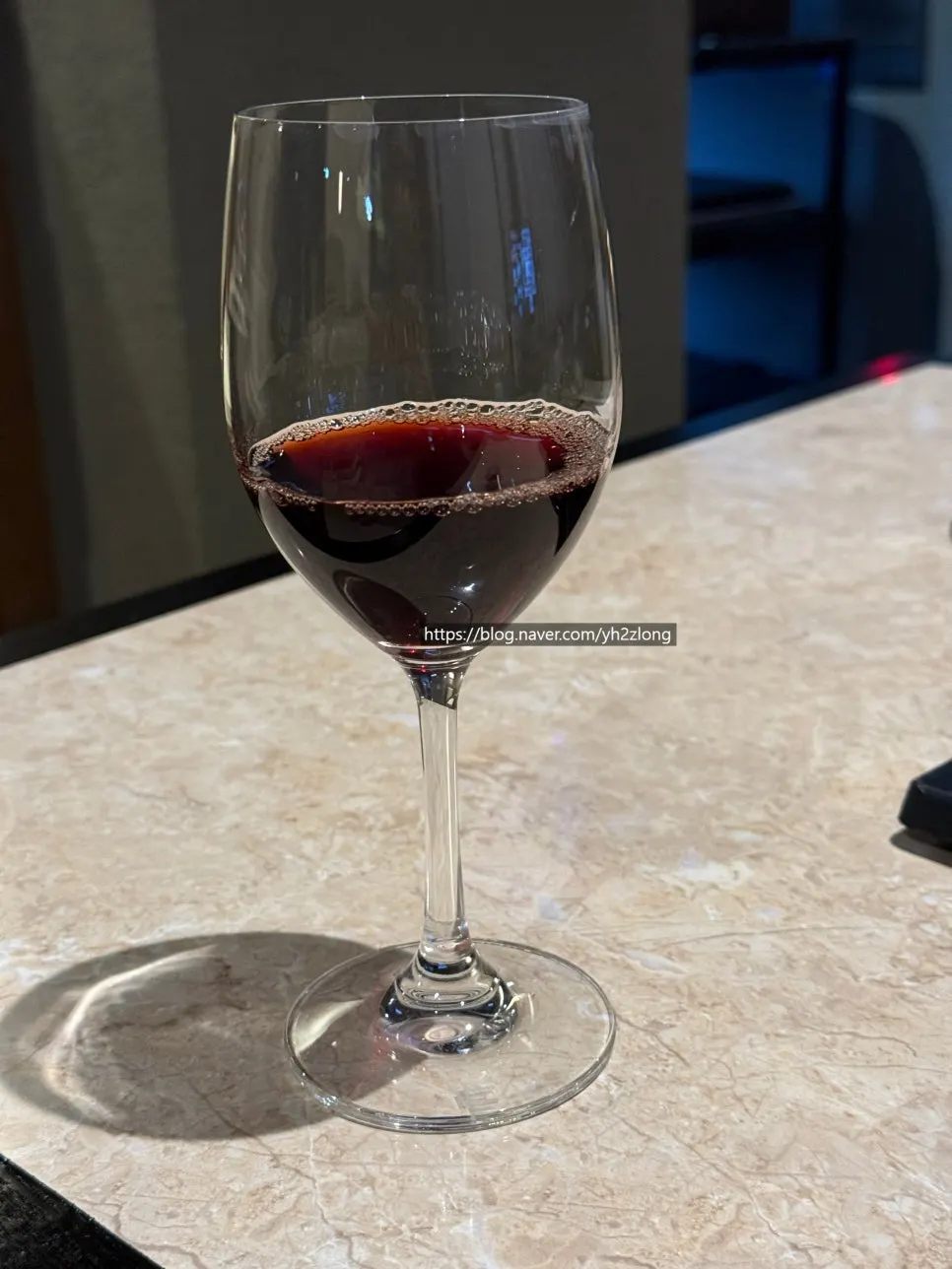 Bottle of red wine brought for corkage