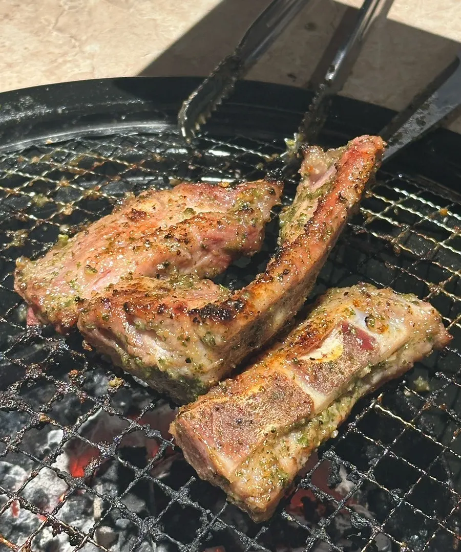 Shrek Galbi grilling on the pan