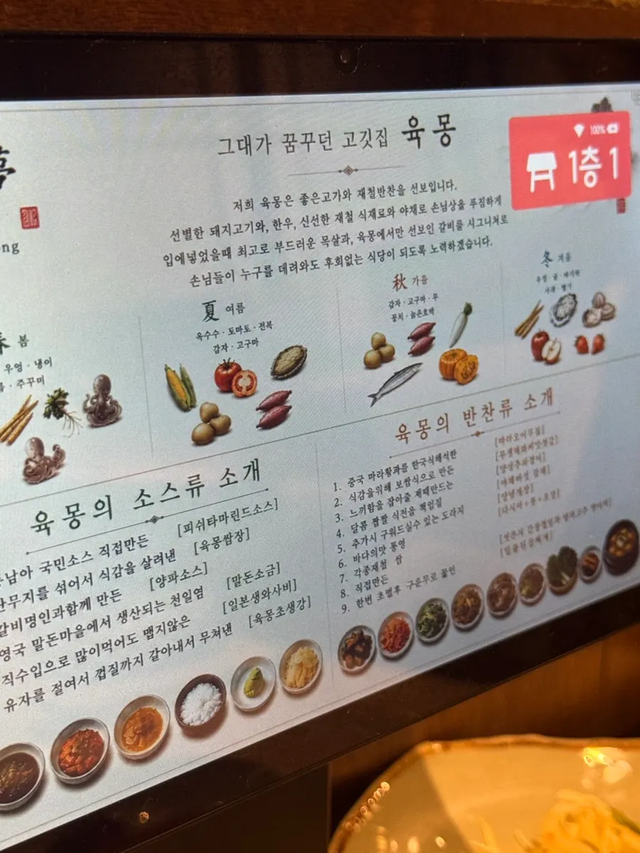 육몽 방이직영점 기본 밑반찬 상차림