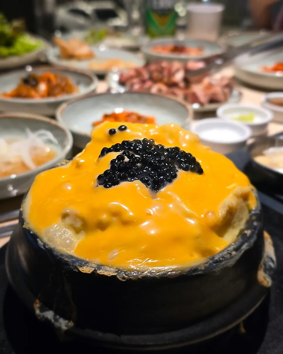 Doenjang stew broth with tofu and bean sprouts