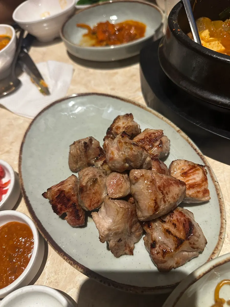 Grilled pork topped with herring roe