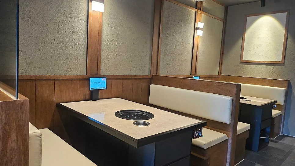 Interior dining hall with floor-to-ceiling windows at Yukmong Bangi Direct Branch