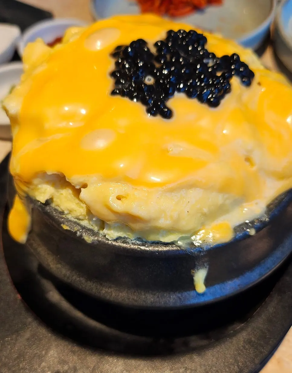 Cheese egg custard topped with caviar