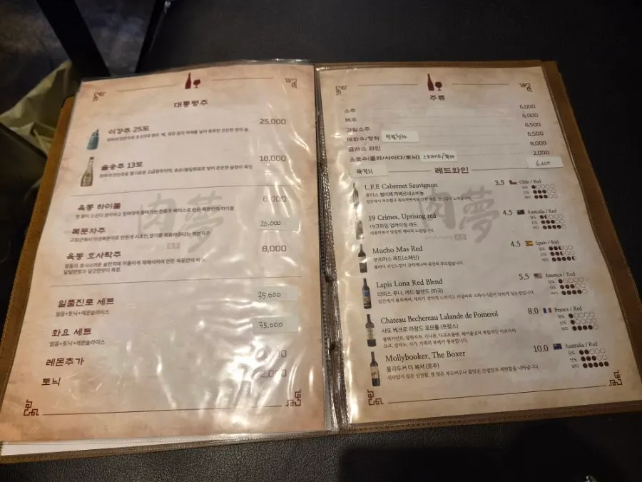 예약석에 미리 세팅된 기본 반찬 상차림