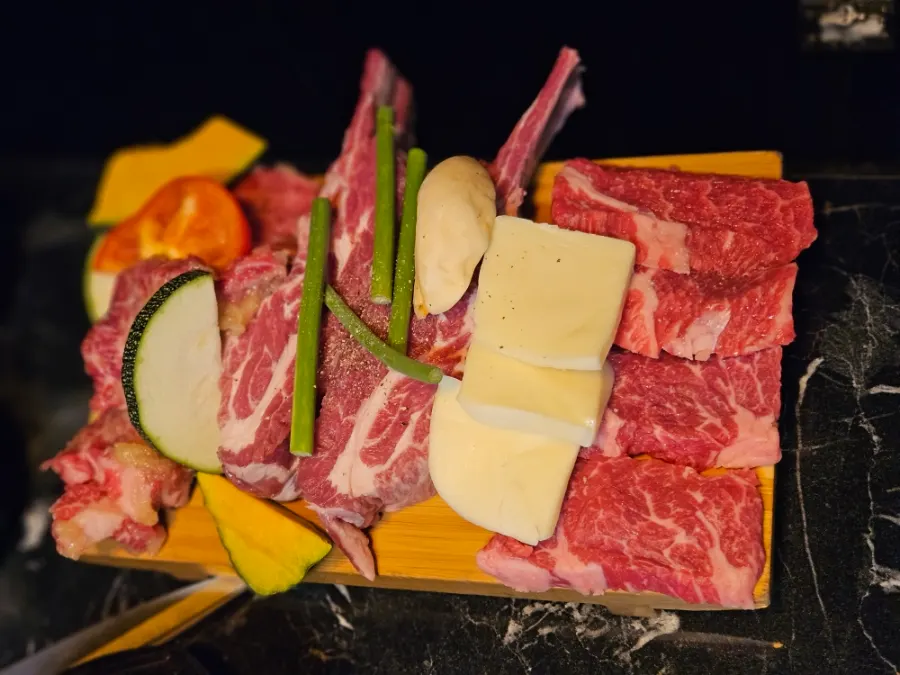 Plate of raw meat from the 2-person galbi set