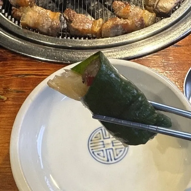 Ogyeopsal served with sauce at Yuk Tongnyeong Gyodae Branch