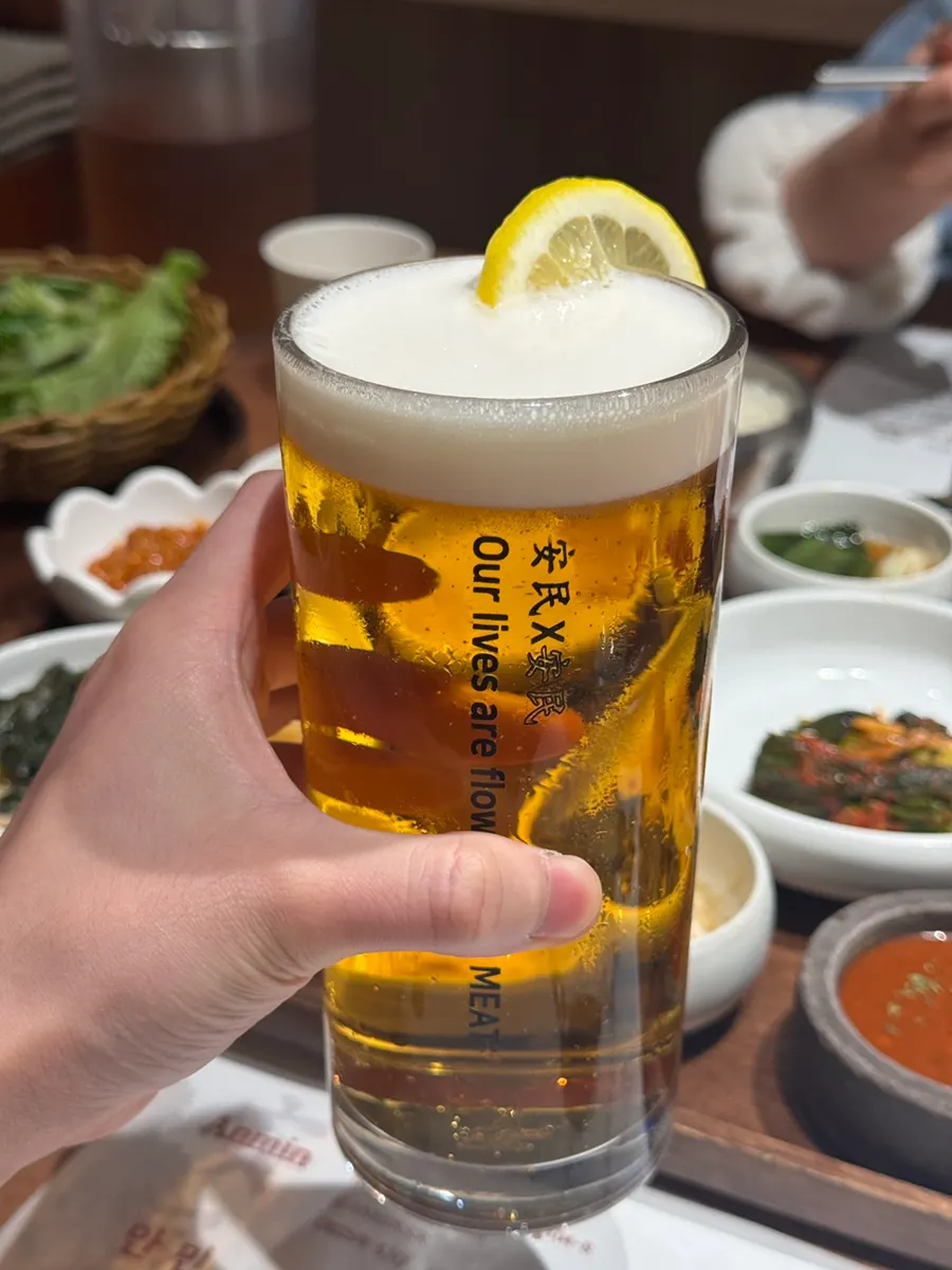 고기와 함께 먹은 황게된장찌개