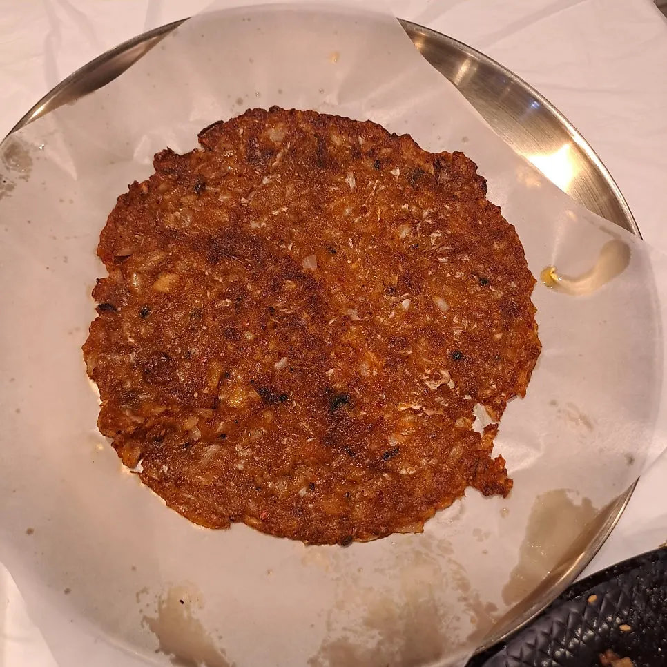 Thin, pan-fried kimchi pancake