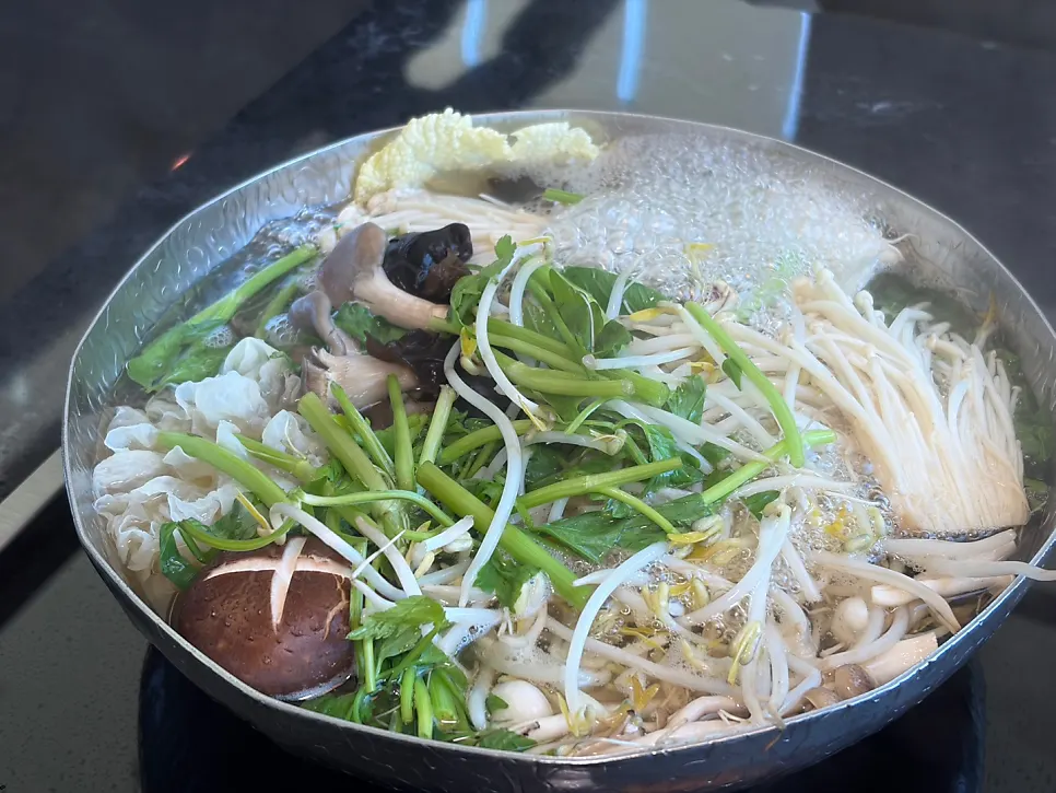 Fresh napa cabbage and minari for shabu-shabu