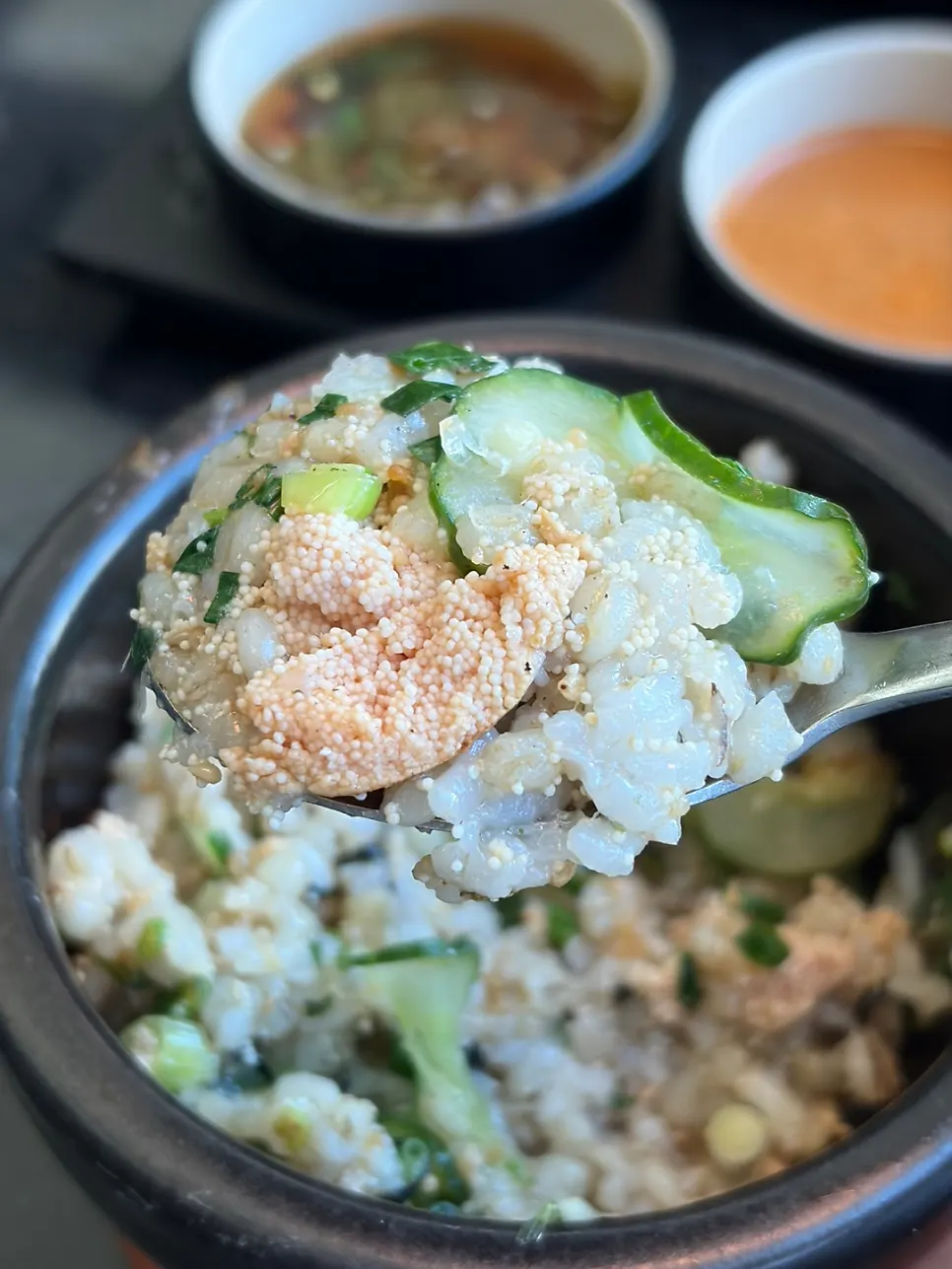 Low-sodium pollack roe cucumber rice made with rice and barley
