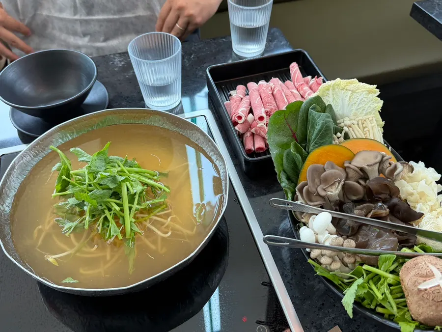 Shabu-shabu broth simmering