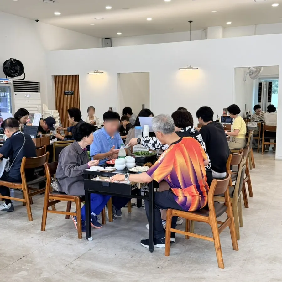 Interior with generously spaced tables