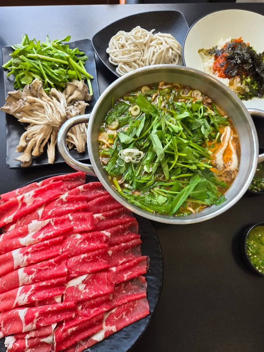 Red broth made with bone broth and chili powder