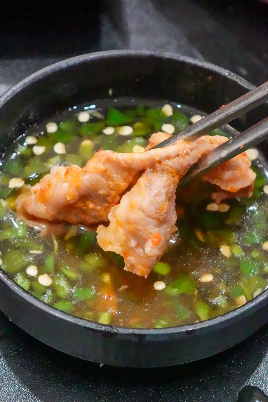 Dish of special sauce mixed from soy sauce and wasabi