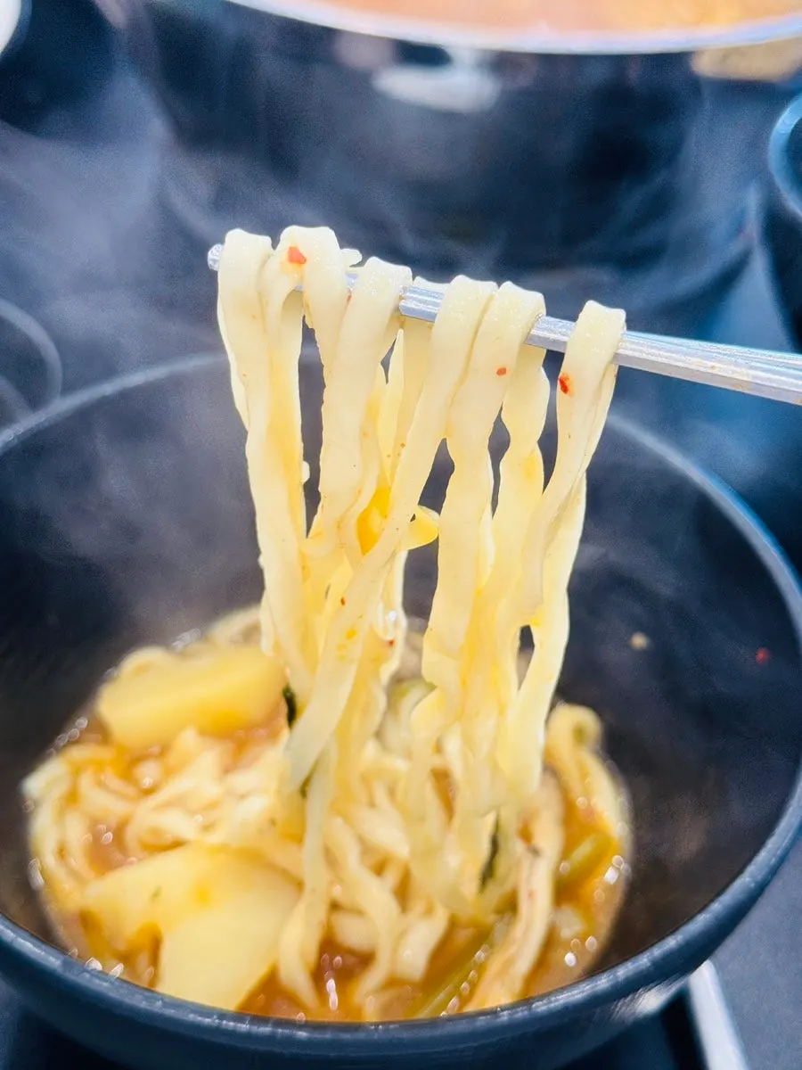 Broth pot before adding kalguksu noodles