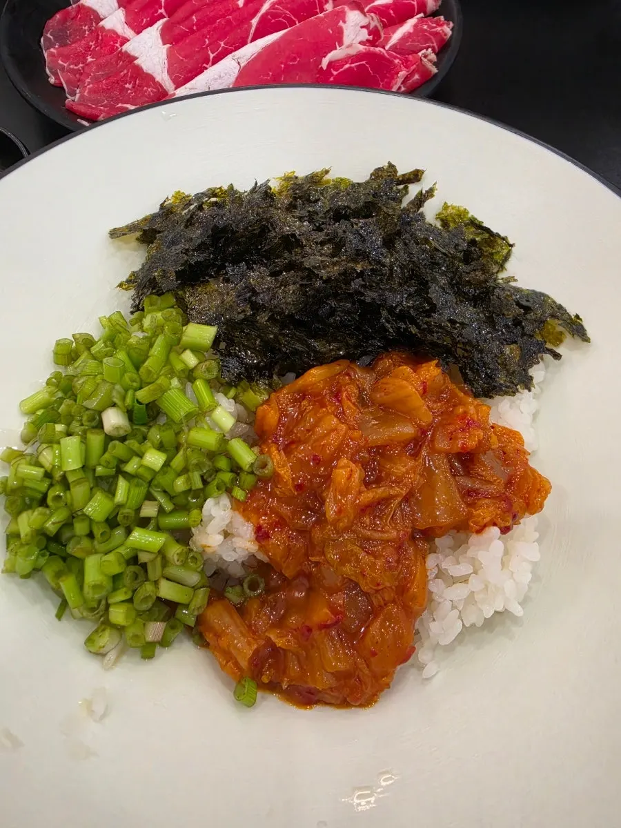 Ingredients prepared for the finishing fried rice
