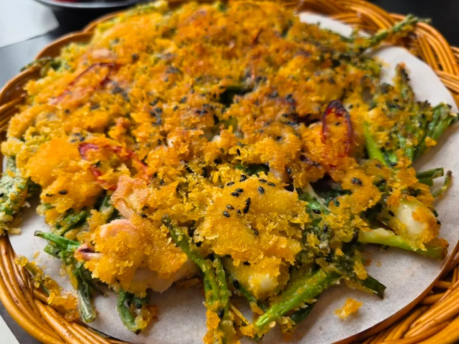 Seafood pajeon with squid and shrimp