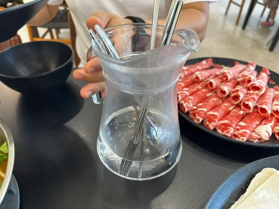 Plate of shabu meat with base and extra order combined