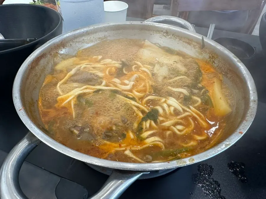 Shabu broth thickened after the noodles were added