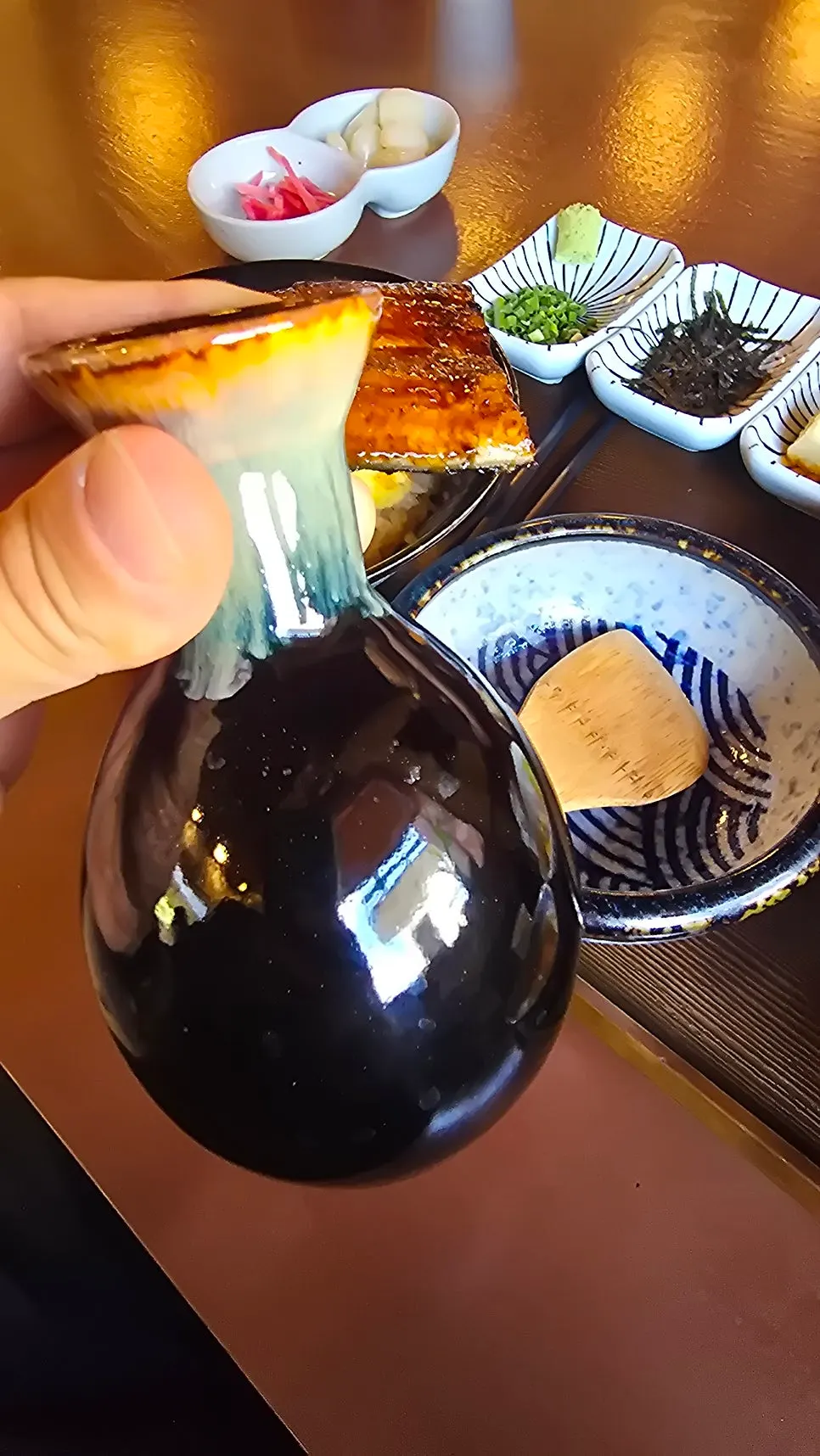 Rice and eel with sauce soaked in